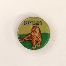 Vintage Chicago Zoo Brookfield Illinois Tiger Celluloid Pinback Button