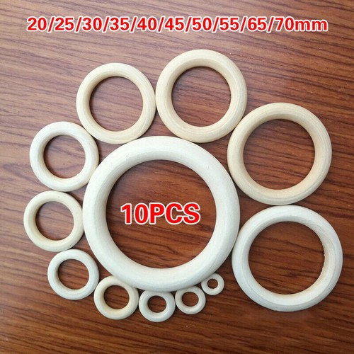 Arts Crafts Home Decor Jewellery 10Pcs 20-70mm DIY Natural Wooden Round Rings - Picture 17 of 21