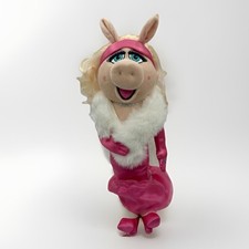 Miss Piggy Plush Doll 15"Disney Muppets Pink Gown Faux Fur Gloves Headband