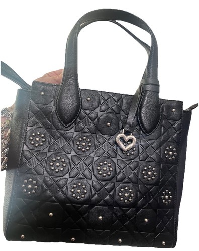 BRIGHTON Pretty Tough Collection ANTOINETTE Studded Flowers Leather Tote HandBag