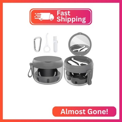 Denture Bath Box Cup, Leak Proof Denture Cup Kit Portable Retainer Case for Trav