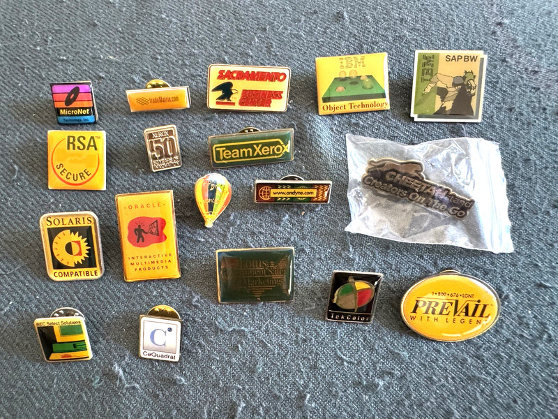 Vintage Software Industry Trade Focused  Pin Lapel Hat Tie lot of 18 Used