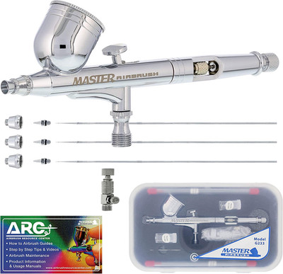 Master Airbrush G233 Performance Pro Airbrush Kit with 3 Nozzle Sets (0.2, 0.3 &