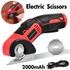 Cordless Rechargeable Electric Scissors Rotary Cutter Shear For Cutting Sewing