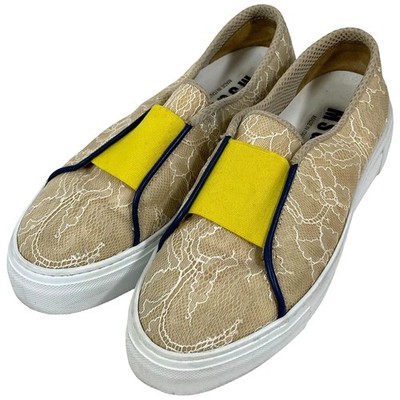 MSGM lace-up slip-on sneakers, size 37, beige. Women USED