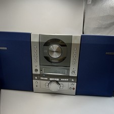 Fisher SLIM-1500 Vertical CD Player Stereo System AM/FM Blue/Silver No Remote