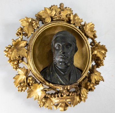 Antique English Bronze Of Albert Prince Consort In Carved Giltwood Frame 19th C.