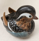 Vintage Ceramic Mandarin Duck Hand Painted C.Harris Signed Figurine Bird