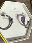 Bomb Party Earrings Threaded Fire Purple Fluorite Hematite ER66742 — photo 1