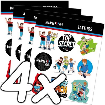 DIE DREI FRAGEZEICHEN KIDS TATTOO XXL SET - 36 Tattoos Kindertattoos Mitgebsel