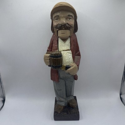 Vintage Wooden Hand Carved Nutcracker Old Man w/ Beer Stein 12  Made in Spain