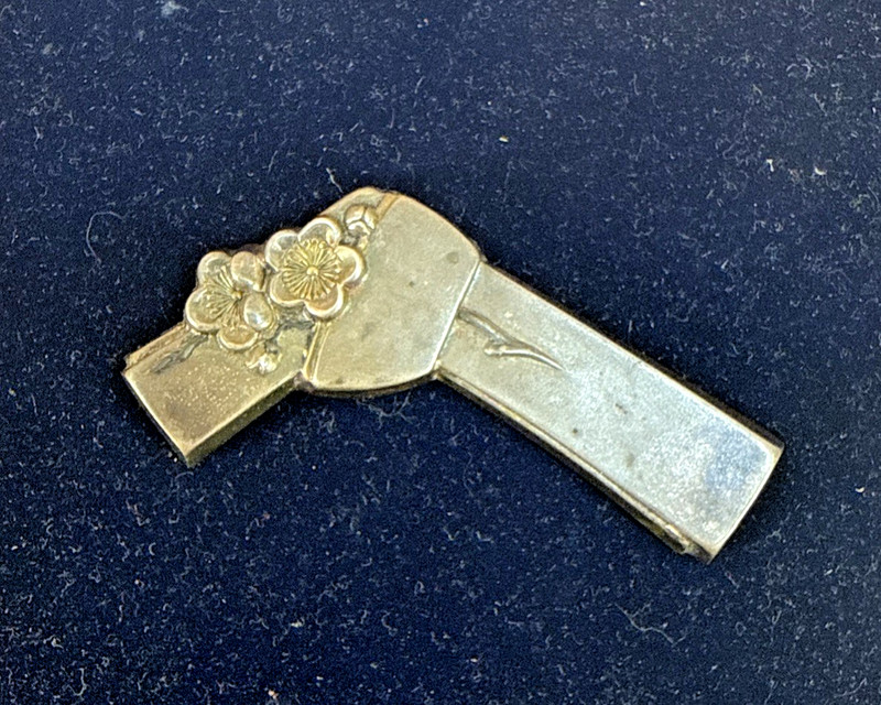 Japanese Silver Chopstick Holder w/ Floral Decorations