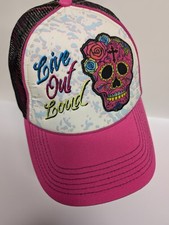 Gypsy Soule Hat Cap Snap Back Pink Black Mesh Trucker Live Out Loud Skull Womens