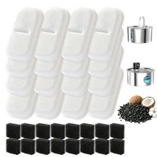 Cat Water Fountain Filter Set 16 Carbon Filters 16 Foam Sponges, Repla