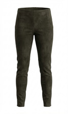 Polo Ralph Lauren GREY Lamb Leather Suede Pants Zippered Legs Large NWT 998