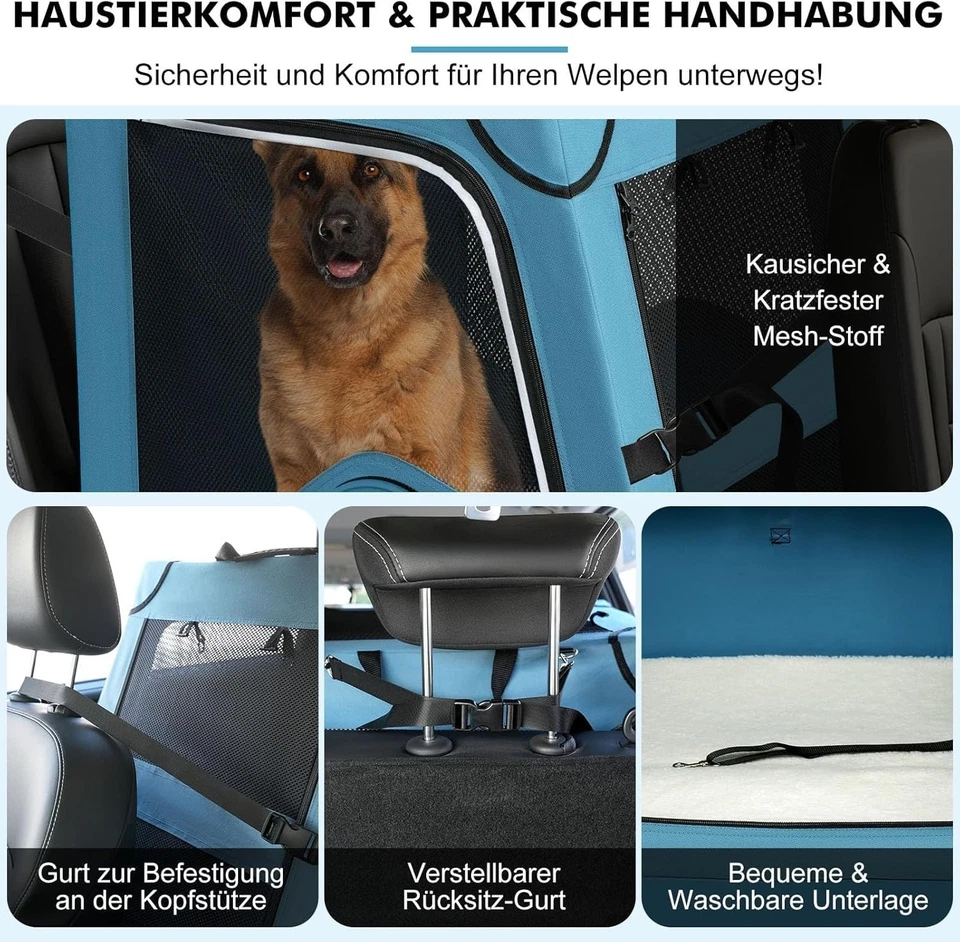 Faltbare Hundetransportbox Rückbank – stabile Auto-Reisebox mit Metallrahmen - Bild 2 von 4