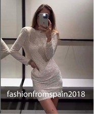 ZARA NEW WOMAN ZW COLLECTION SEQUIN MINI DRESS WHITE XS-XL 9500/108/250