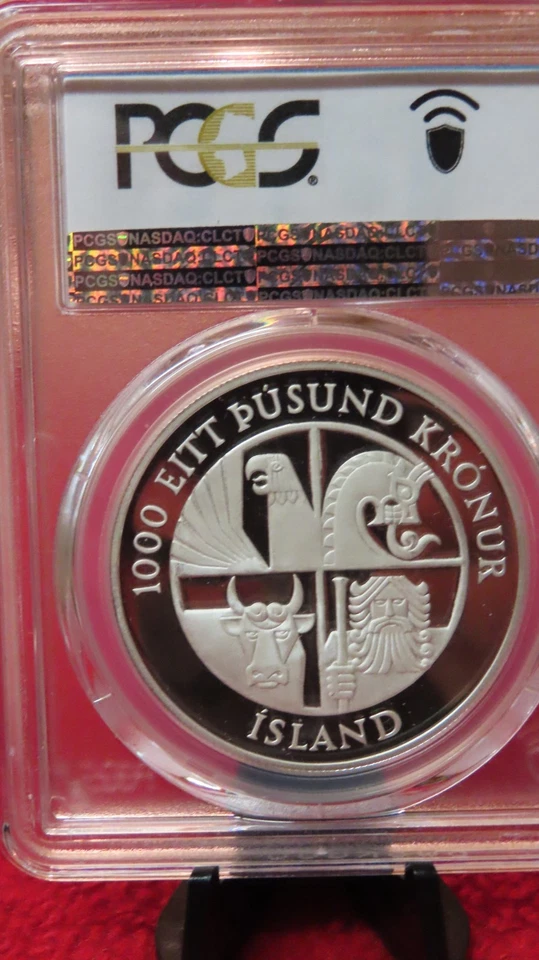 Islandia 1974 1000 coronas plata prueba 1er asentamiento 1100 años 30 gramos Foto 4 de 4