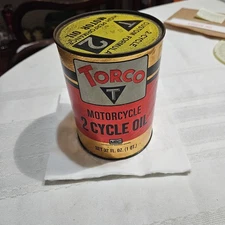 Vintage Torco Racing High Performance full Cardboard Oil Can Motorcycycle T2
