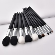 11Pcs Goat Hair Makeup Brush Set Wooden Handles Reusable Women Cosmetics Tools