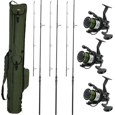 BAT Tackle Hybrid Stalker Karpfenset 3x Rute 3x Rolle bespult + Futteral