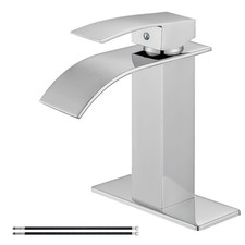 Chrome Polish Waterfall Spout Bathroom Faucet Single Handle Single Hole Bathr...