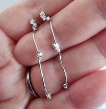 18ct White Gold 0.3ct Diamond Long Dangle Drop Snake Chain Earrings