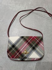 Vivienne Westwood Check Orb Shoulder Bag Red Enamel 23x16cm Authentic by JAPAN