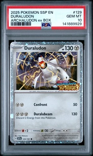 2025 POKEMON SSP EN-SURGING SPARKS ARCHALUDON EX BOX #129 DURALUDON PSA 10