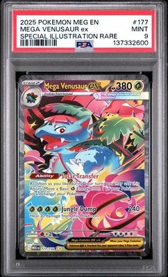 Pokémon TCG Mega Venusaur EX Card 177/132 Mega Evolution Sir PSA 9