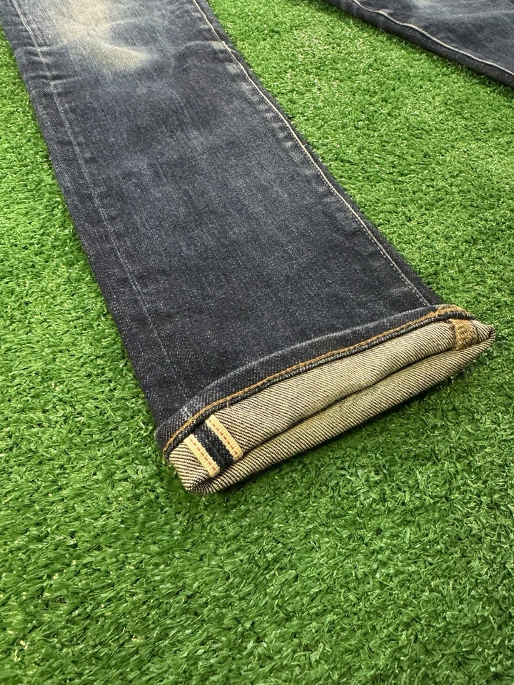 Pantalones de mezclilla para hombre Uniqlo con ribete talla 32x32 azul, calce recto, descoloridos Foto 2 de 4