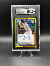 2024 Bowman Chrome George Lombard Jr Yellow Refractor Auto /75 SGC 10/10 Yankees