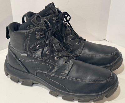 ECCOTRACK 25 LEATHER GORE TEX MID CUT BLACK BOOTS-MEN'S EU 47 US 13