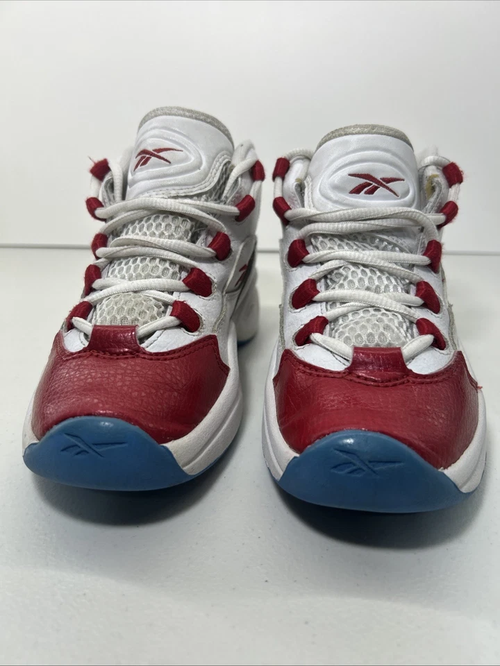 Reebok Question Mid Sneakers Youth Size 1 White/Red - Image 2 of 4