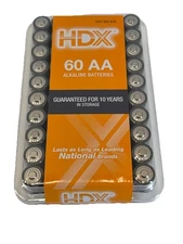60 HDX AA Alkaline Batteries Lasting Power Leak-Resistant 10-Year Shelf Life
