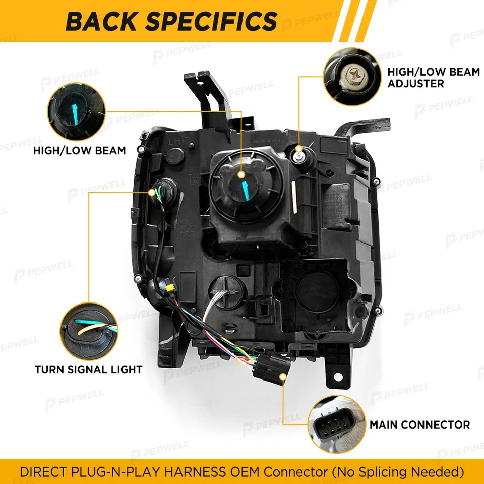 For 2014-2019 GMC Sierra 1500 HID LED DRL Projector Headlights Headlamps RH+LH Foto 3 de 4