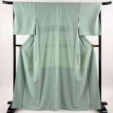 JAPANESE KIMONO FINE PATTERN LIGHT GREEN 165cm 5 ft 5 in PURE SILK B2051