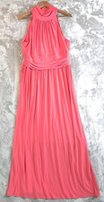 Eliza J Pink Halter High Neck Maxi Dress Ruched Waist Pleated Gown Size 12