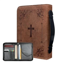 PU Leather Book Cover Bible Protective Cover Case With Handle Church Bible Bag