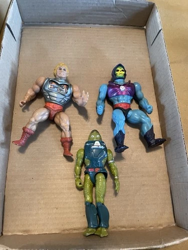 Vintage 1980s Lot Of 3 Loose He-Man 6” Figures Battle He-Man Skeletor Slush