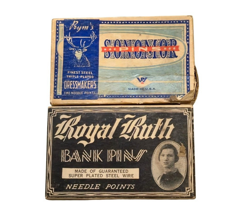 Antique Sewing Needle Boxes Prym Stag Royal Ruth Bank Pins 1920s Ephemera lot