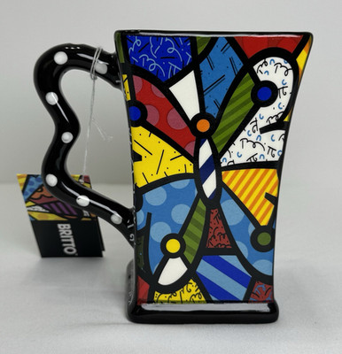 Britto Romero Britto Pop Art Multicolor Square Ceramic Coffee Mug 15 oz 14072