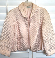 Vtg Barbizon Quilted Pastel Peach Pink Bed Jacket Sz L Dainty 'Puffett' 50s-60s