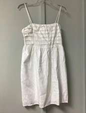 Express Dress Womens Size Medium Spaghetti Strap Linen Blend Smocked White New