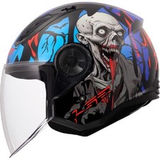 Casco Jet Ls2 OF616 Airflow II Zombie II Nero Rosso Blu Lucido 