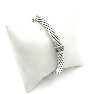 David Yurman Sterlingsilber schwarzer Diamant pave 7" klassisches Kabel Manschette Armband #S5355 4