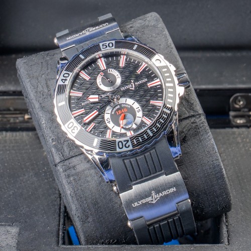 Ulysse Nardin Maxi Marine Diver Chronometer 44mm Black Wave Edition Complete Set