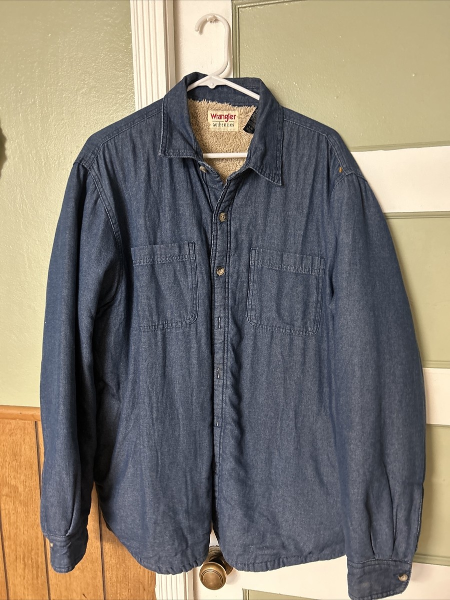 Vintage Wrangler Men's Sherpa Fleece Lined Denim Shirt Jacket Trucker Size  LG - Main Image