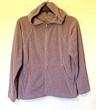 WOMENS CABELA'S PURPLE LONG SLEEVE FULL ZIP FLEECE JACKET W/ HOOD  POCKETS SZ M