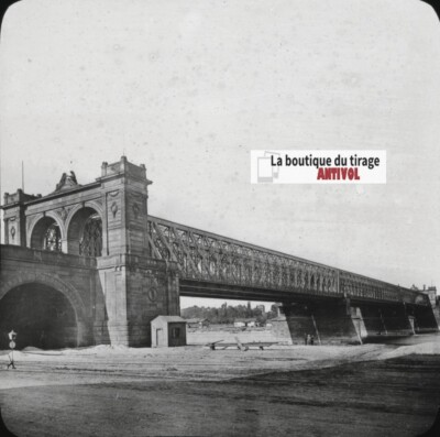 Rheinbrücke in Mannheim, Deutschland, Foto Glasplatte, positiv 8,5x10 cm